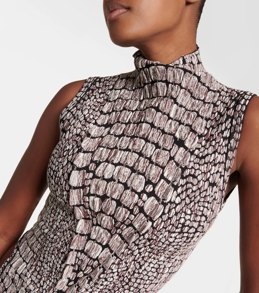 Alaia Animal-print halterneck midi dress