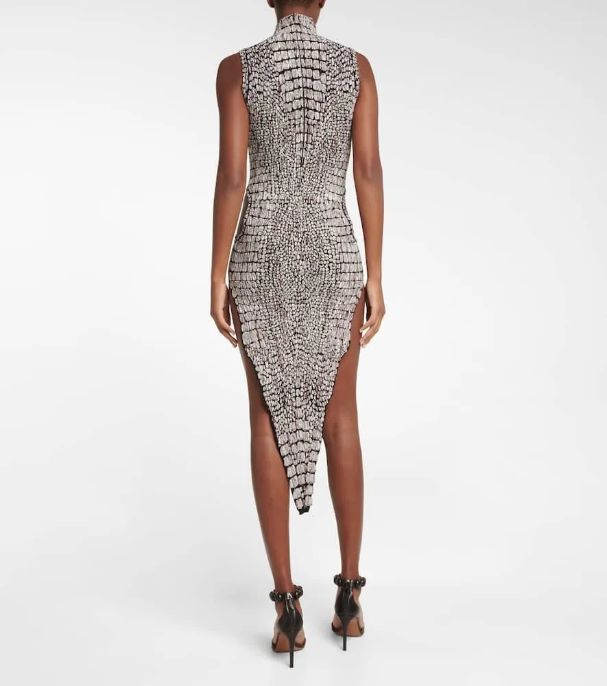 Alaia Animal-print halterneck midi dress