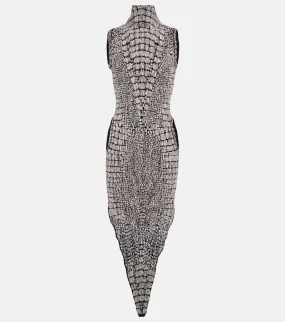 Alaia Animal-print halterneck midi dress