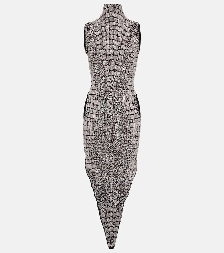 Alaia Animal-print halterneck midi dress