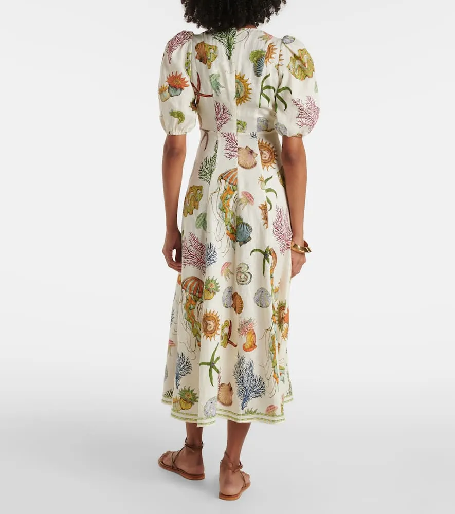 Al√É¬©mais Sea linen midi dress