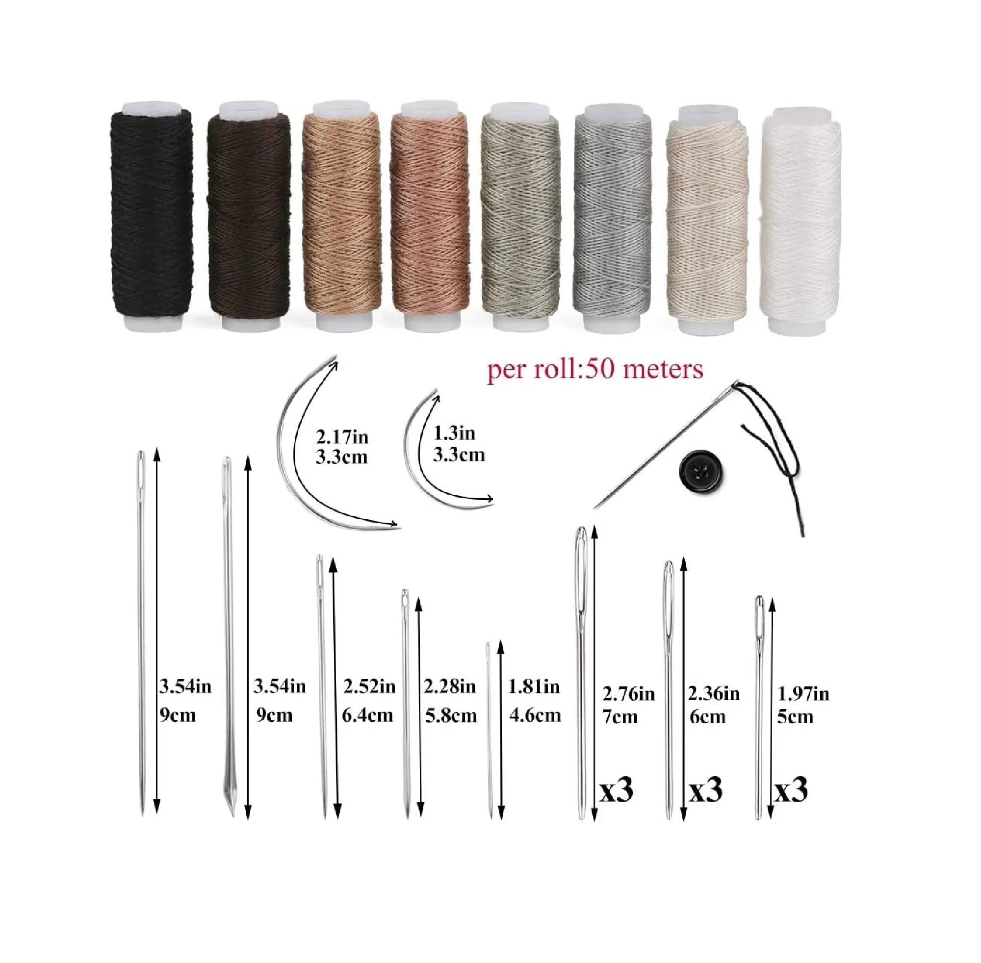 BAGERLA Upholstery Repair Sewing Kit Heavy Duty Sewing Kit with Sewing Awl Seam Ripper Hand Sewing Stitching Needles Sewing Thread Leather Craft Tool Kit for Shoes