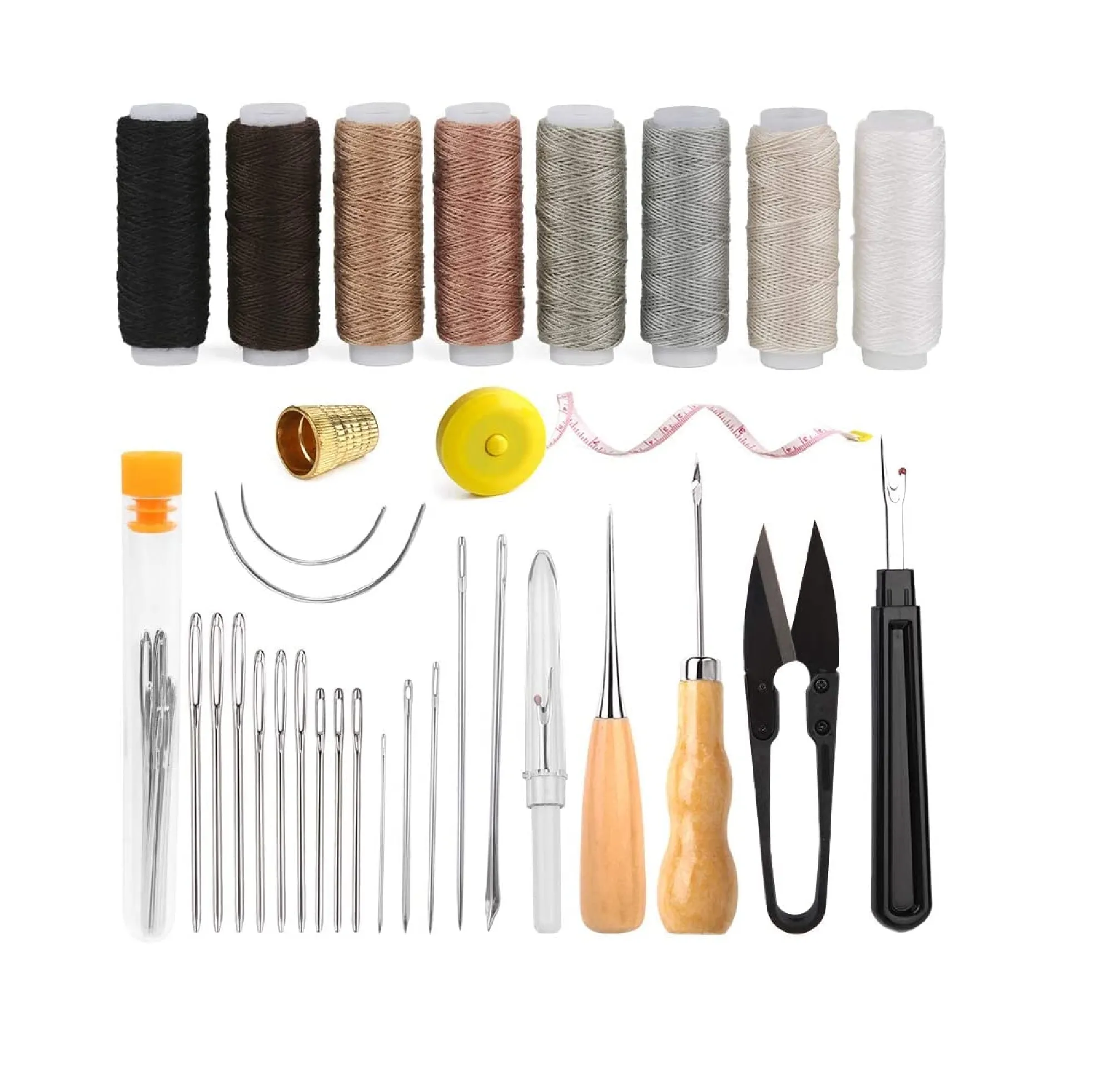 BAGERLA Upholstery Repair Sewing Kit Heavy Duty Sewing Kit with Sewing Awl Seam Ripper Hand Sewing Stitching Needles Sewing Thread Leather Craft Tool Kit for Shoes