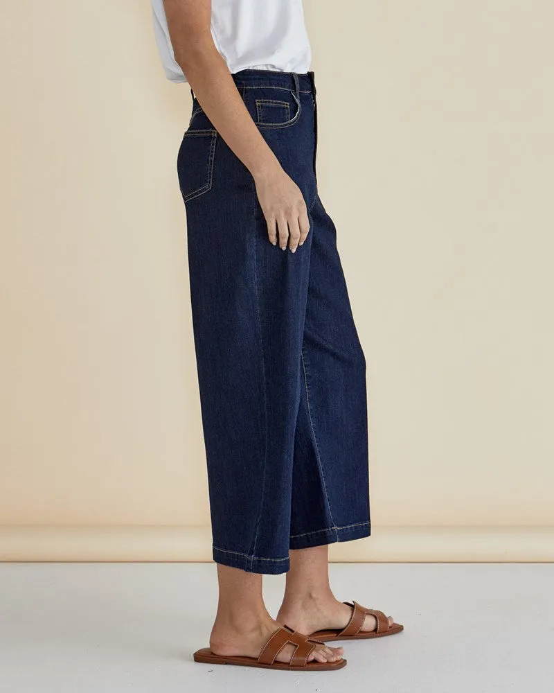 Bella Relaxed Crop Jeans - Deep Indigo Rinse