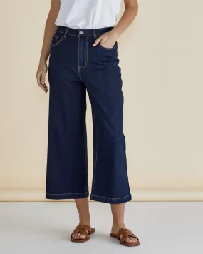 Bella Relaxed Crop Jeans - Deep Indigo Rinse