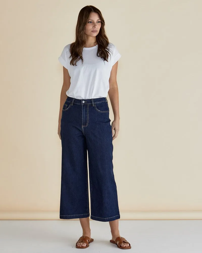 Bella Relaxed Crop Jeans - Deep Indigo Rinse