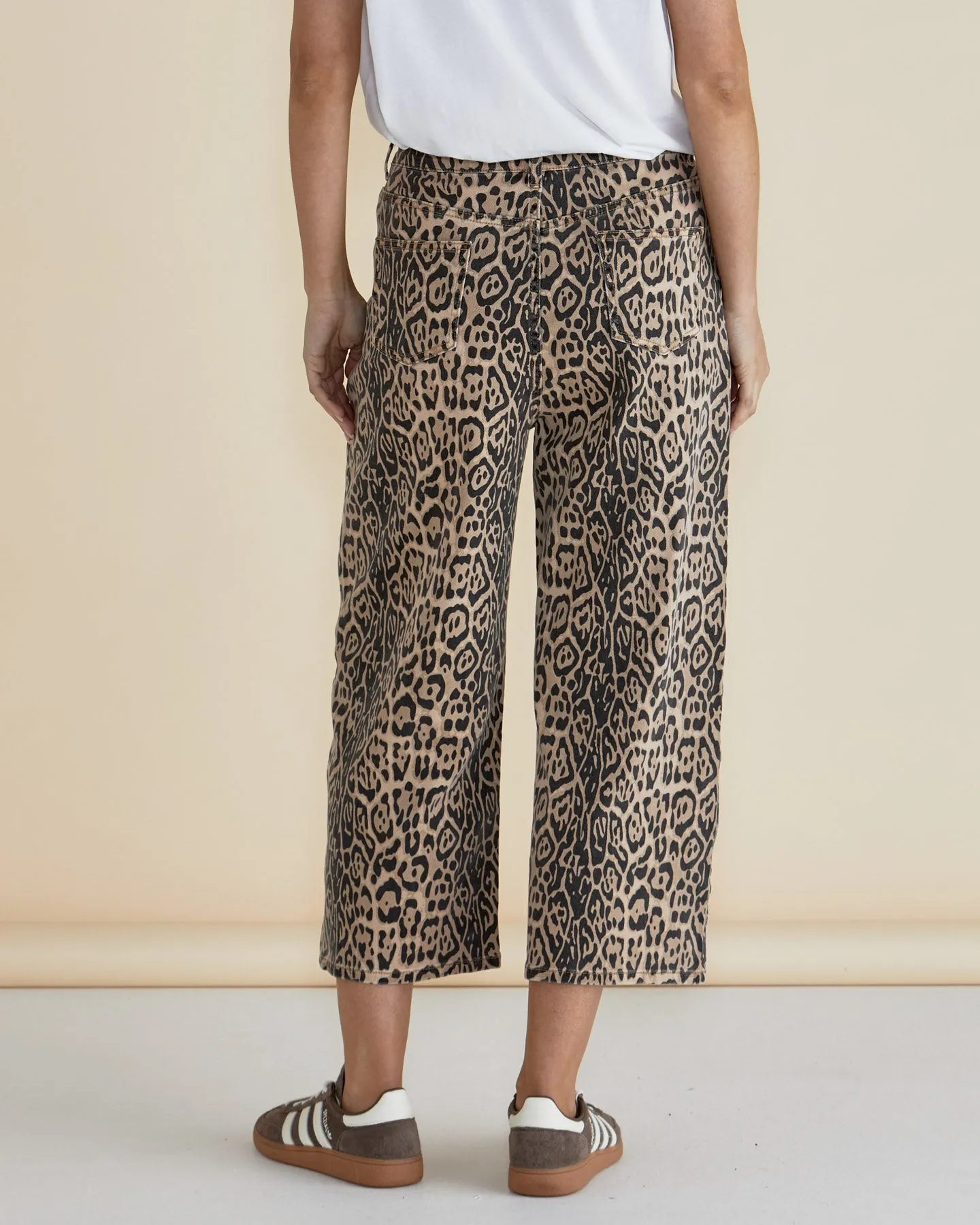 Bella Relaxed Crop Jeans - Leopard Print