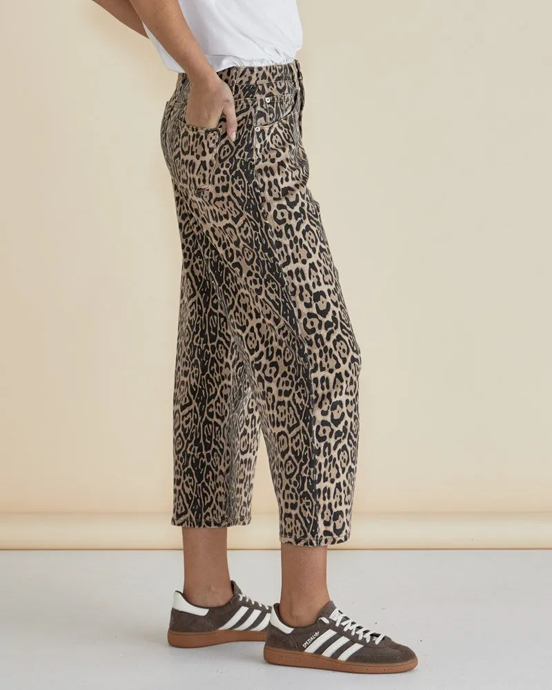 Bella Relaxed Crop Jeans - Leopard Print