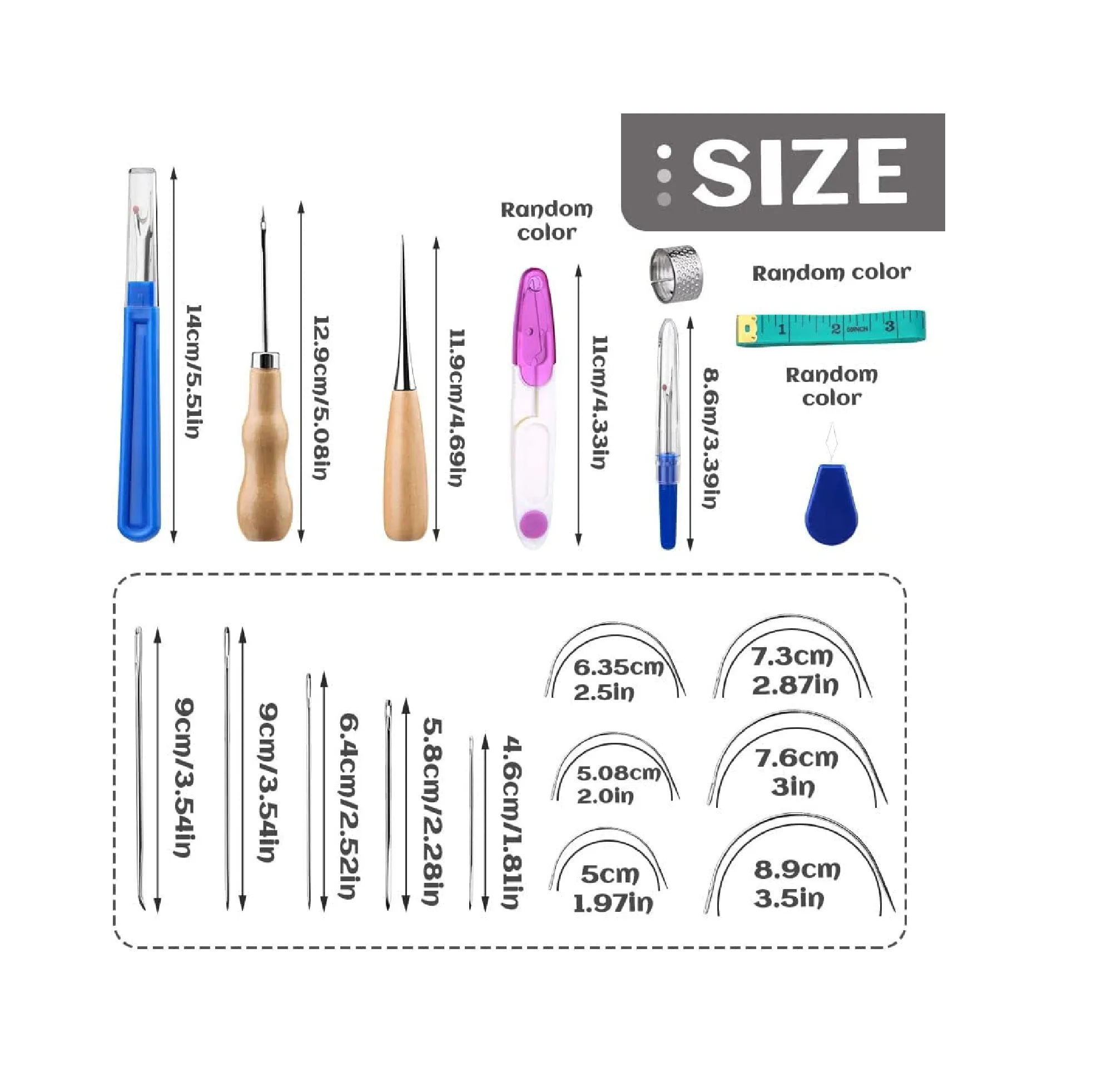 BUTUZE Heavy Duty Sewing Kit Upholstery Repair Kit Curved Needles Sewing Sewing Thread Waxed Thread Awl Needle for Leather Hand Sewing Leather Shoe Repair Kit
