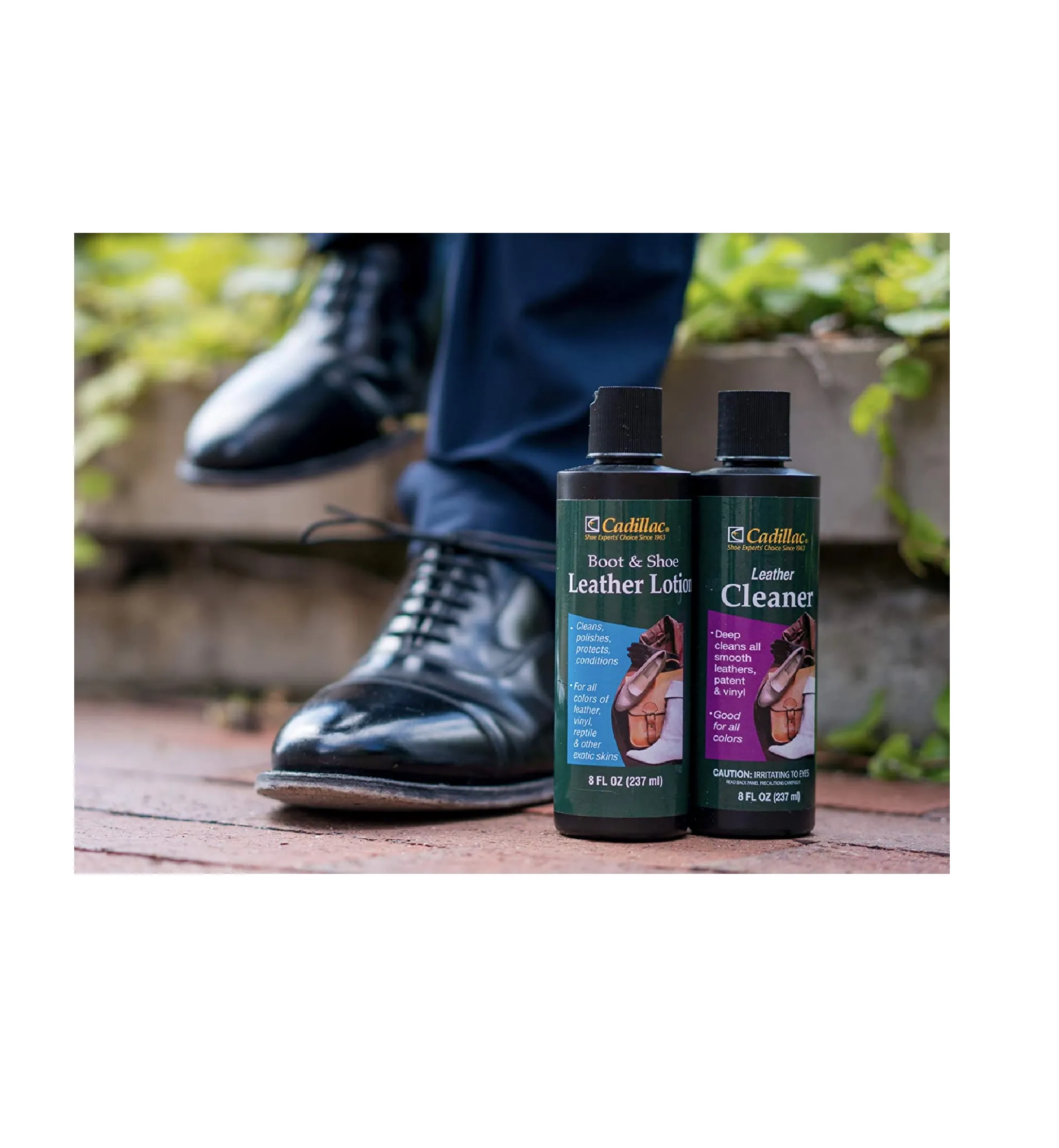 Cadillac Boot and Shoe Leather Lotion 8 Ounces - Cleans, Conditions, Protects, and Polishes Leather Footwear and Accessories