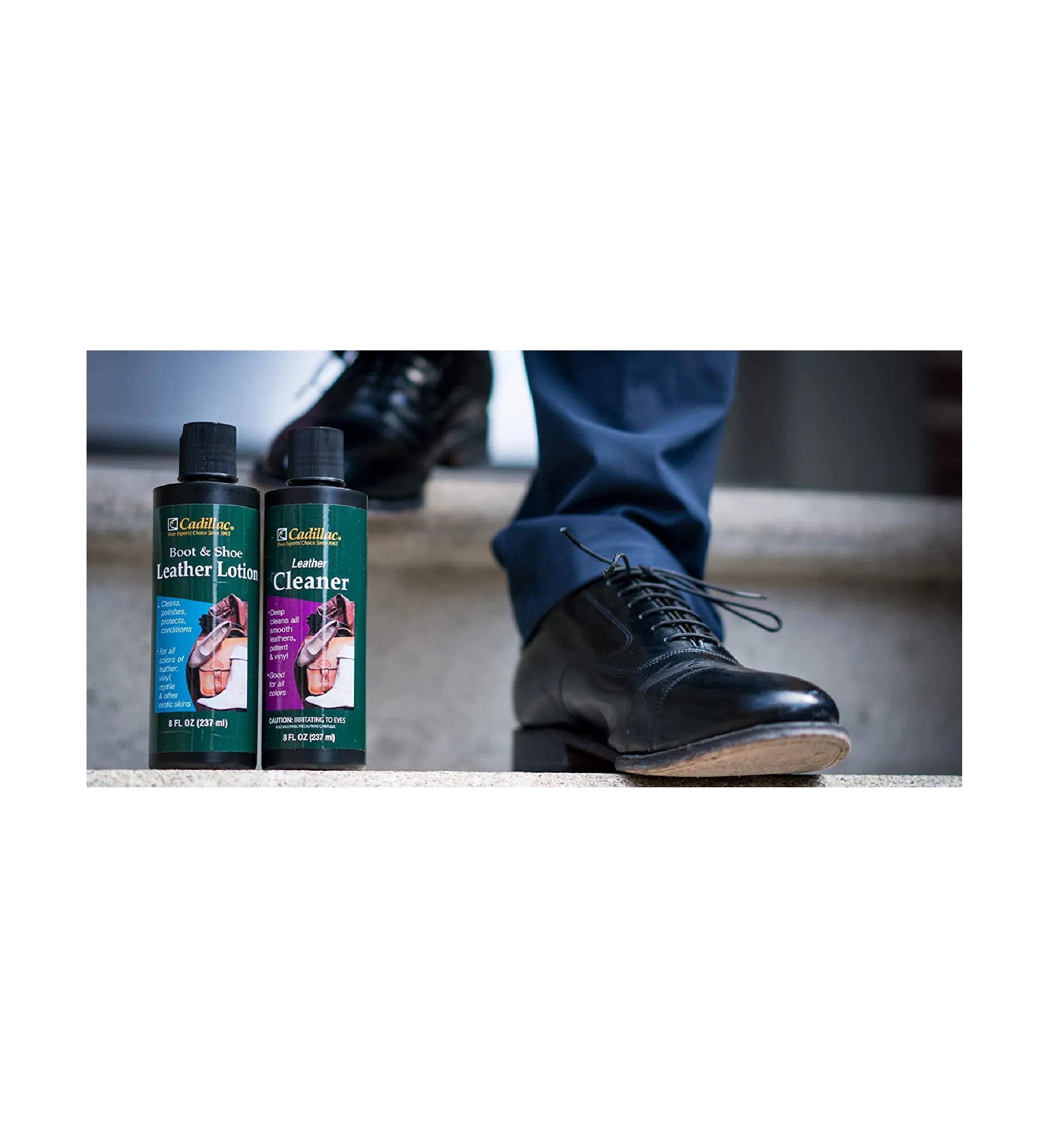 Cadillac Boot and Shoe Leather Lotion 8 Ounces - Cleans, Conditions, Protects, and Polishes Leather Footwear and Accessories