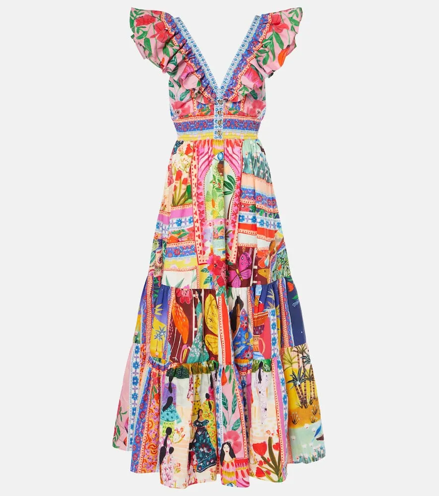 Camilla Embellished cutout cotton maxi dress