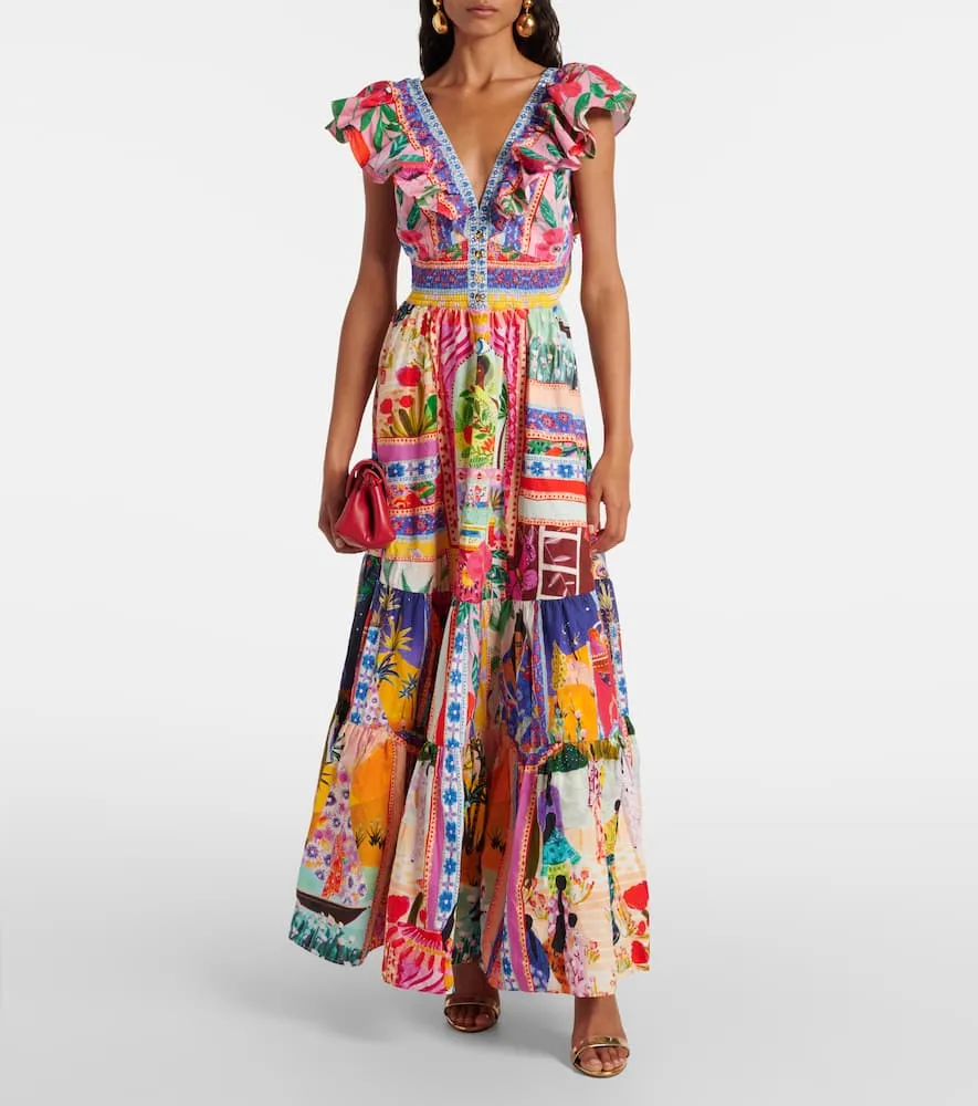 Camilla Embellished cutout cotton maxi dress