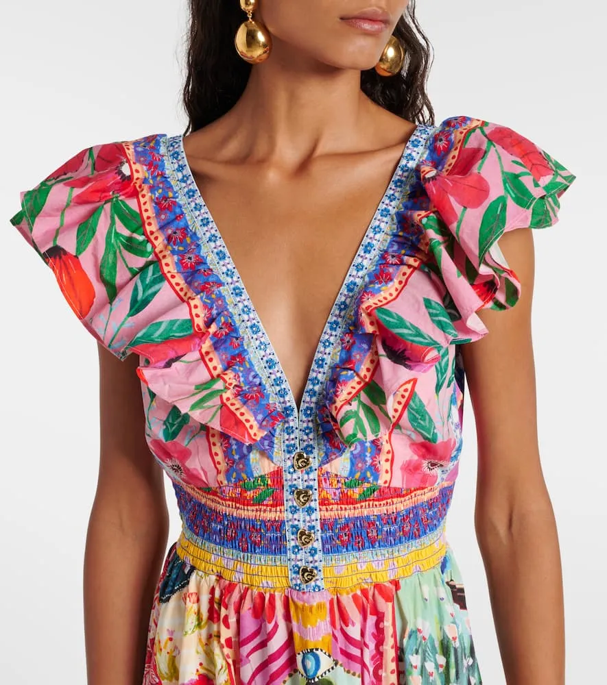 Camilla Embellished cutout cotton maxi dress