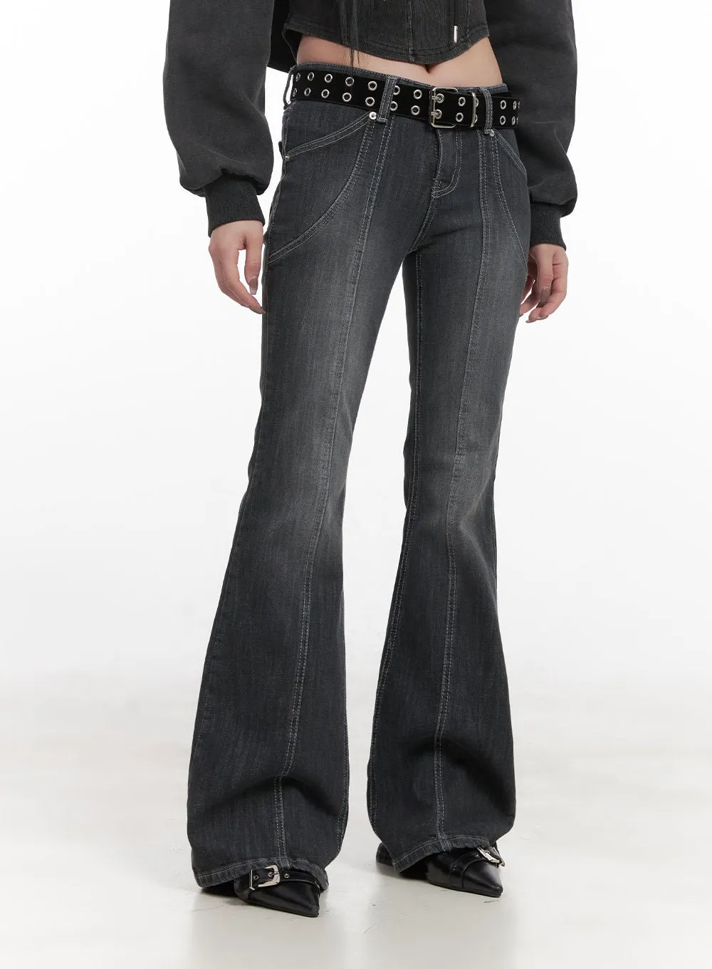 Candace Seam Line Low-Waist Flared Jeans CJ517