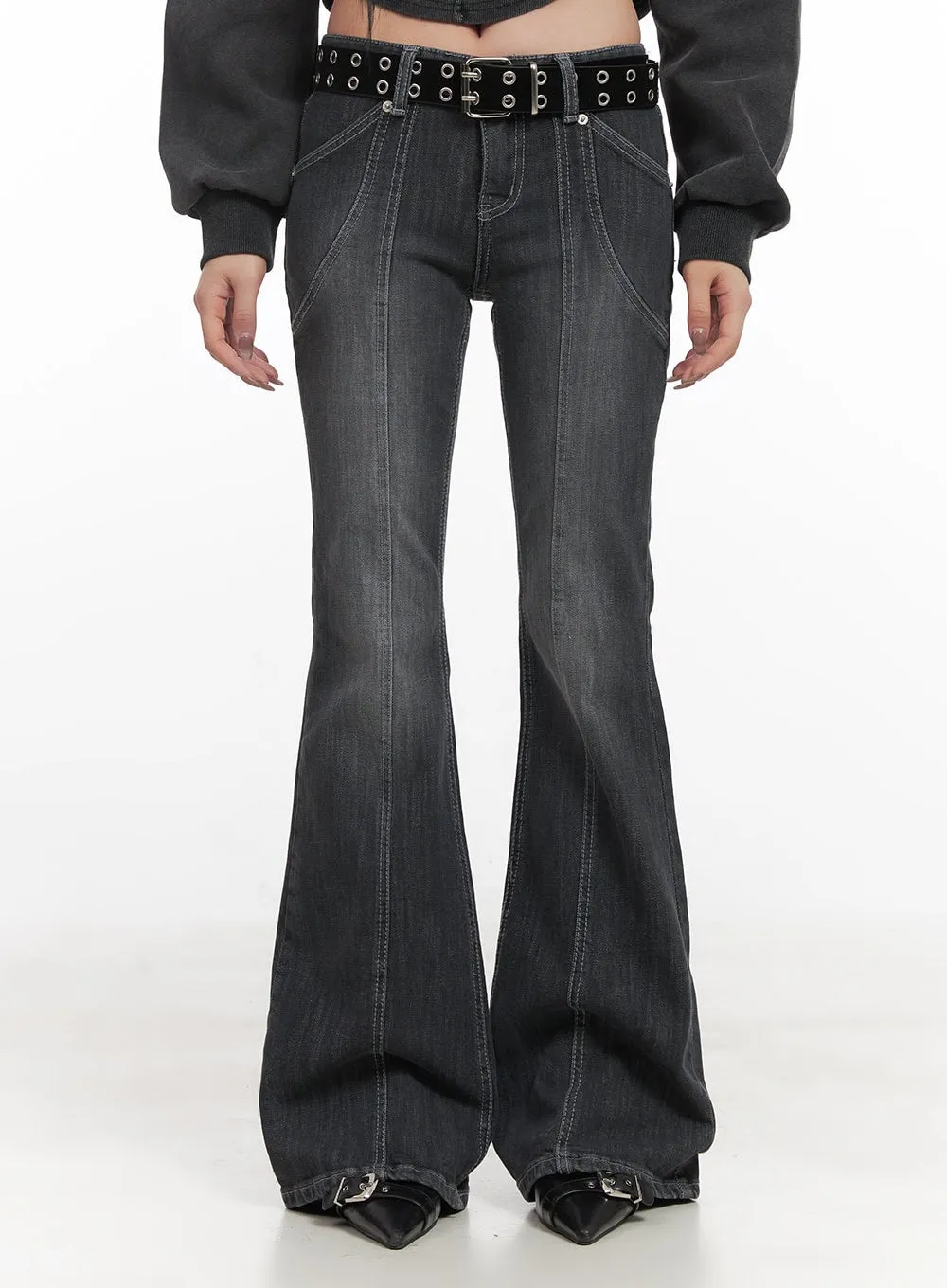 Candace Seam Line Low-Waist Flared Jeans CJ517