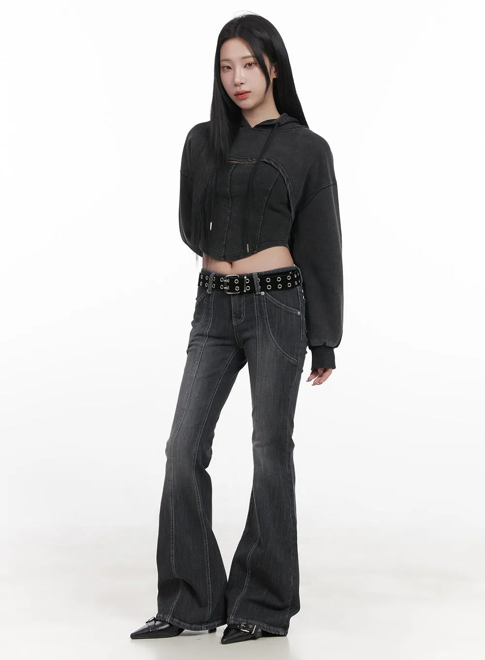 Candace Seam Line Low-Waist Flared Jeans CJ517