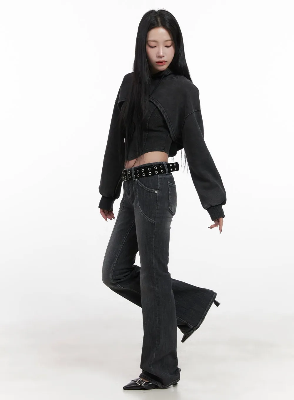 Candace Seam Line Low-Waist Flared Jeans CJ517