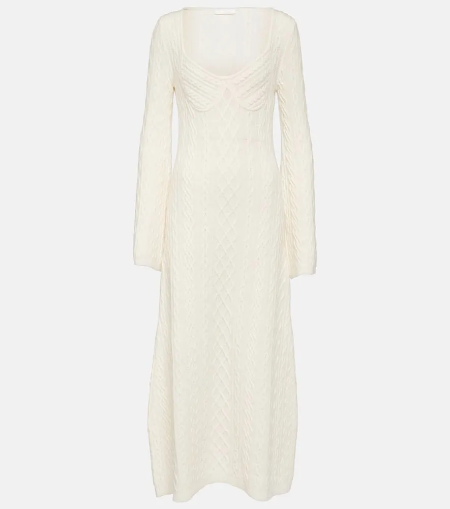 Chloe Cable-knit wool and cashmere midi dress