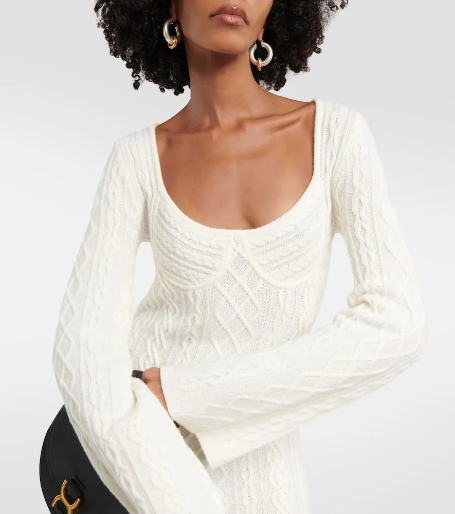 Chloe Cable-knit wool and cashmere midi dress