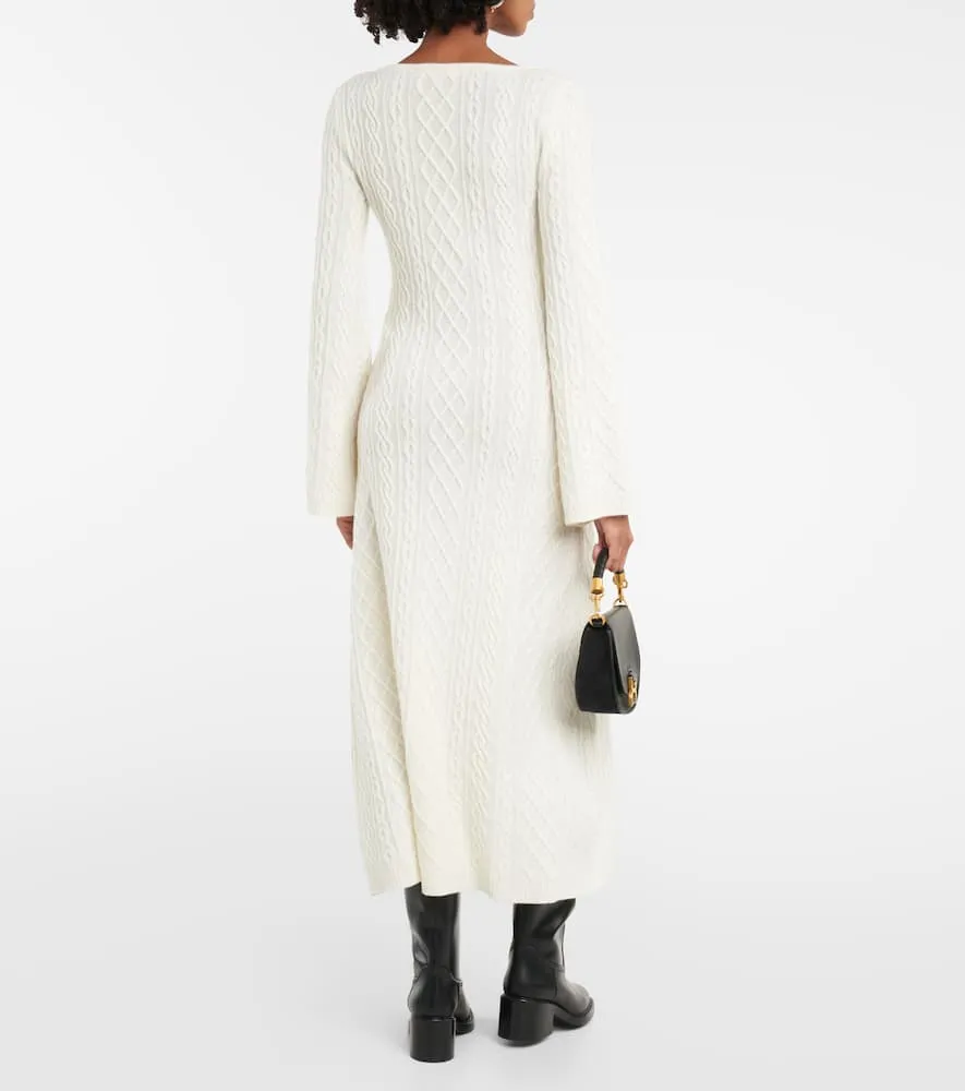 Chloe Cable-knit wool and cashmere midi dress