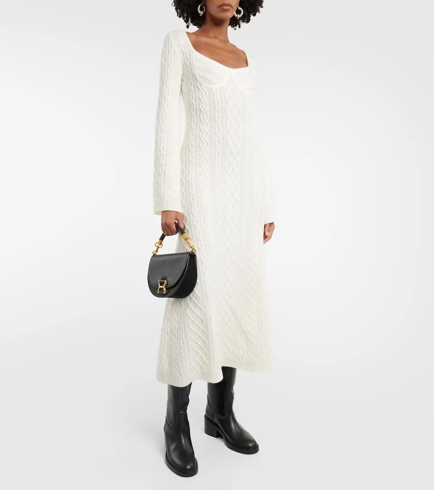 Chloe Cable-knit wool and cashmere midi dress