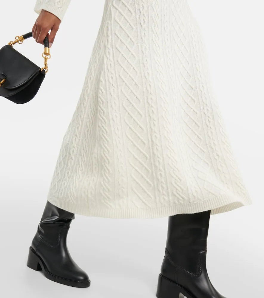 Chloe Cable-knit wool and cashmere midi dress