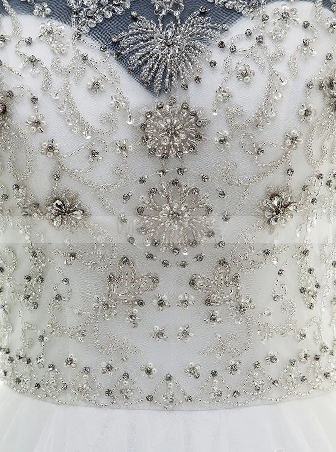 Classic Wedding Gown,Tulle Wedding Dresses,Beaded Wedding Gown,Aline Wedding Dress,WD00039