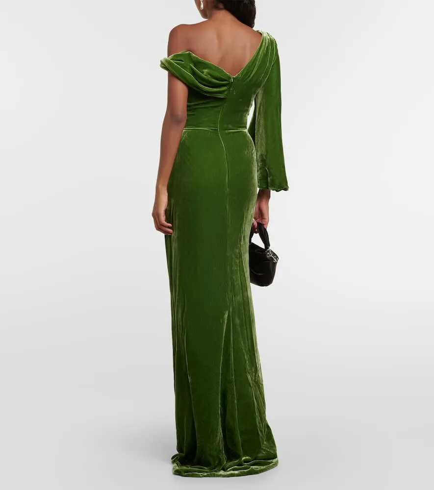 Costarellos Rubinia silk-blend velvet gown