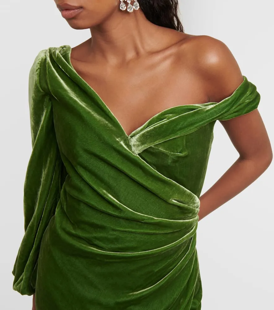 Costarellos Rubinia silk-blend velvet gown