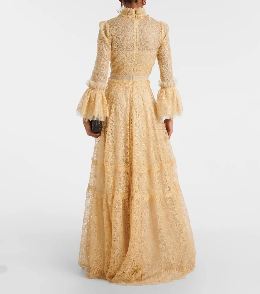 Costarellos Ruched lace gown
