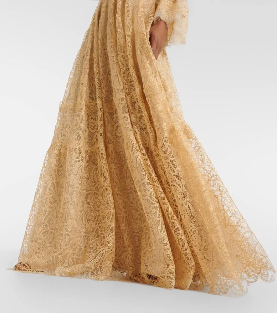 Costarellos Ruched lace gown