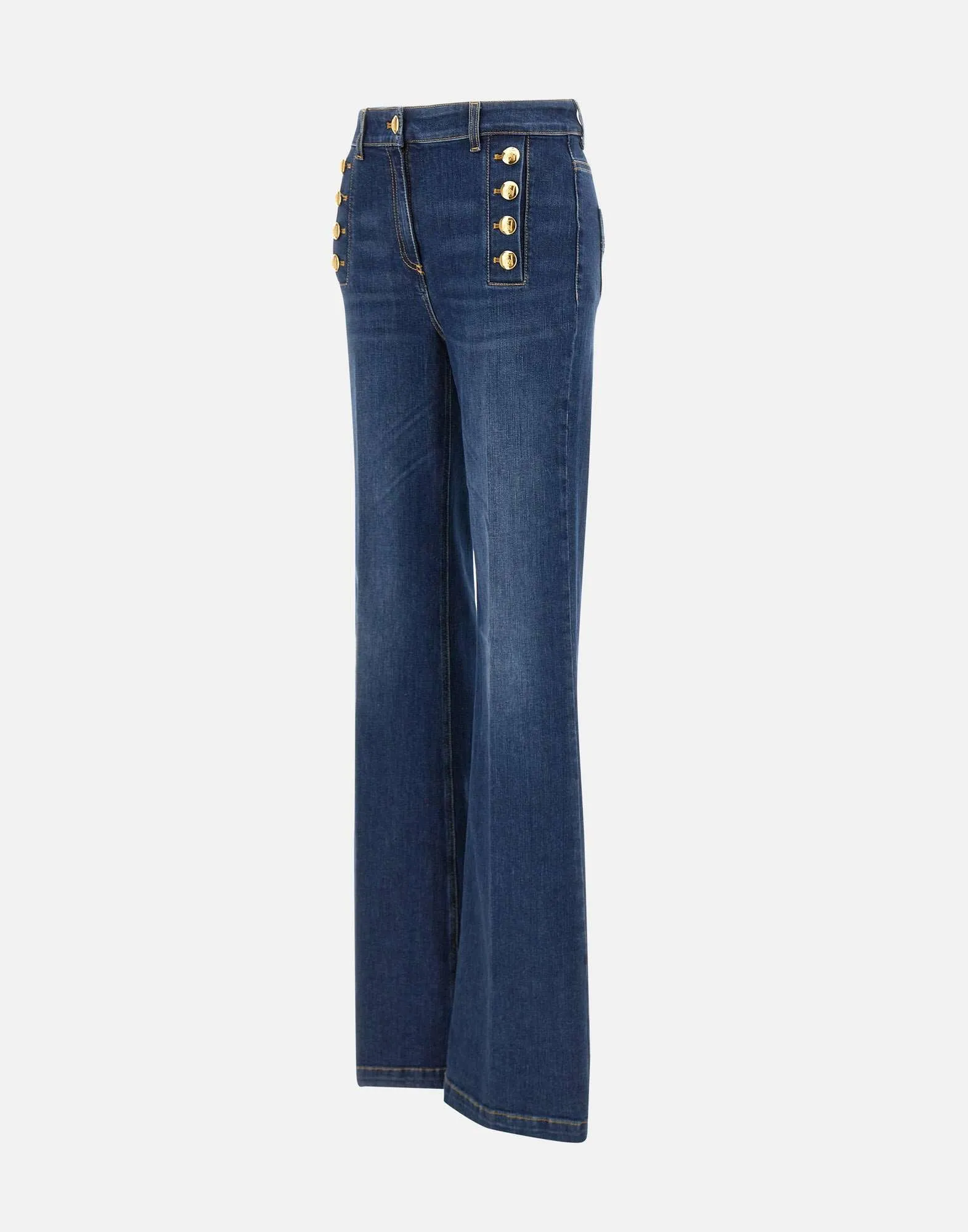 Dark Blue Flared Denim Jeans