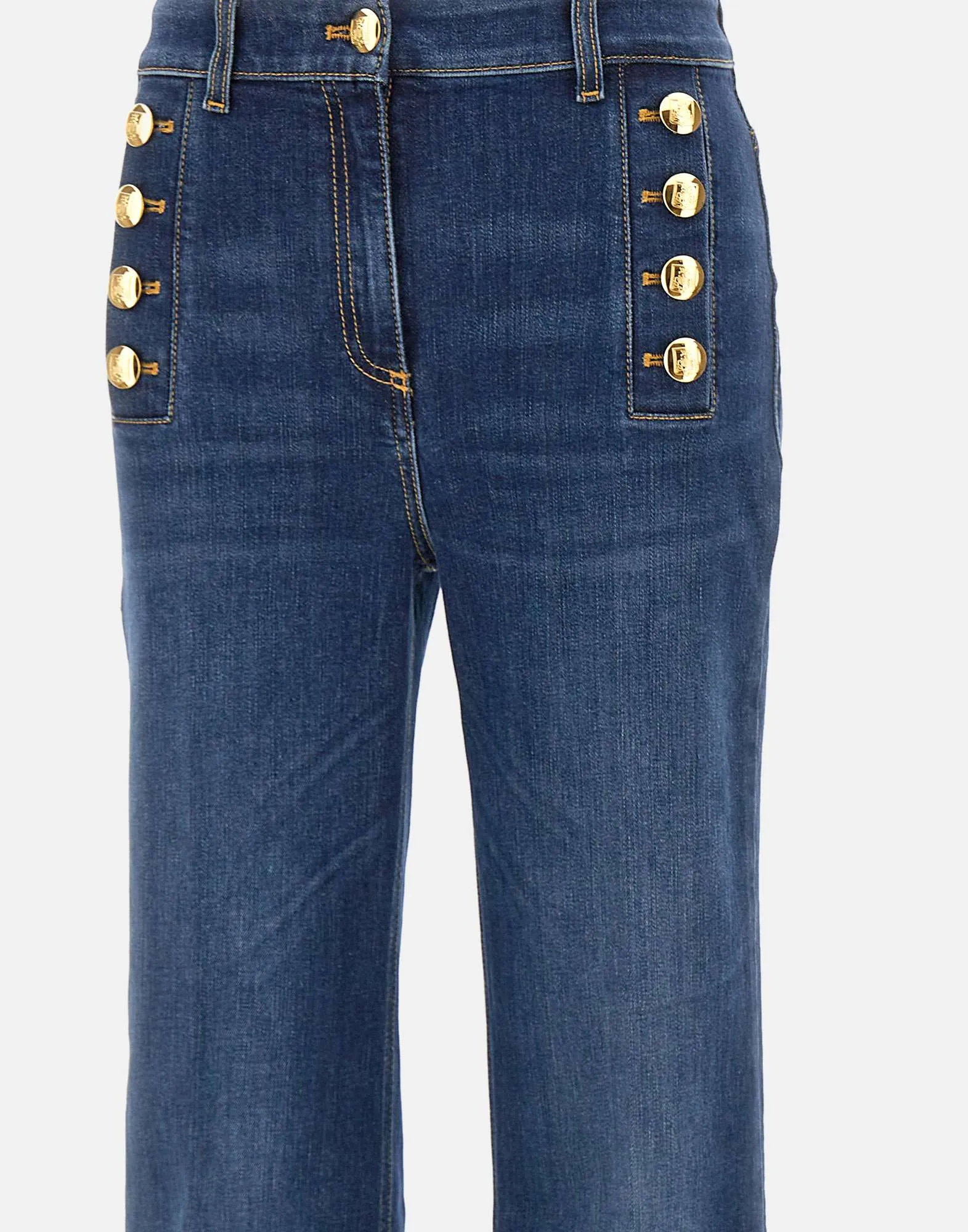 Dark Blue Flared Denim Jeans