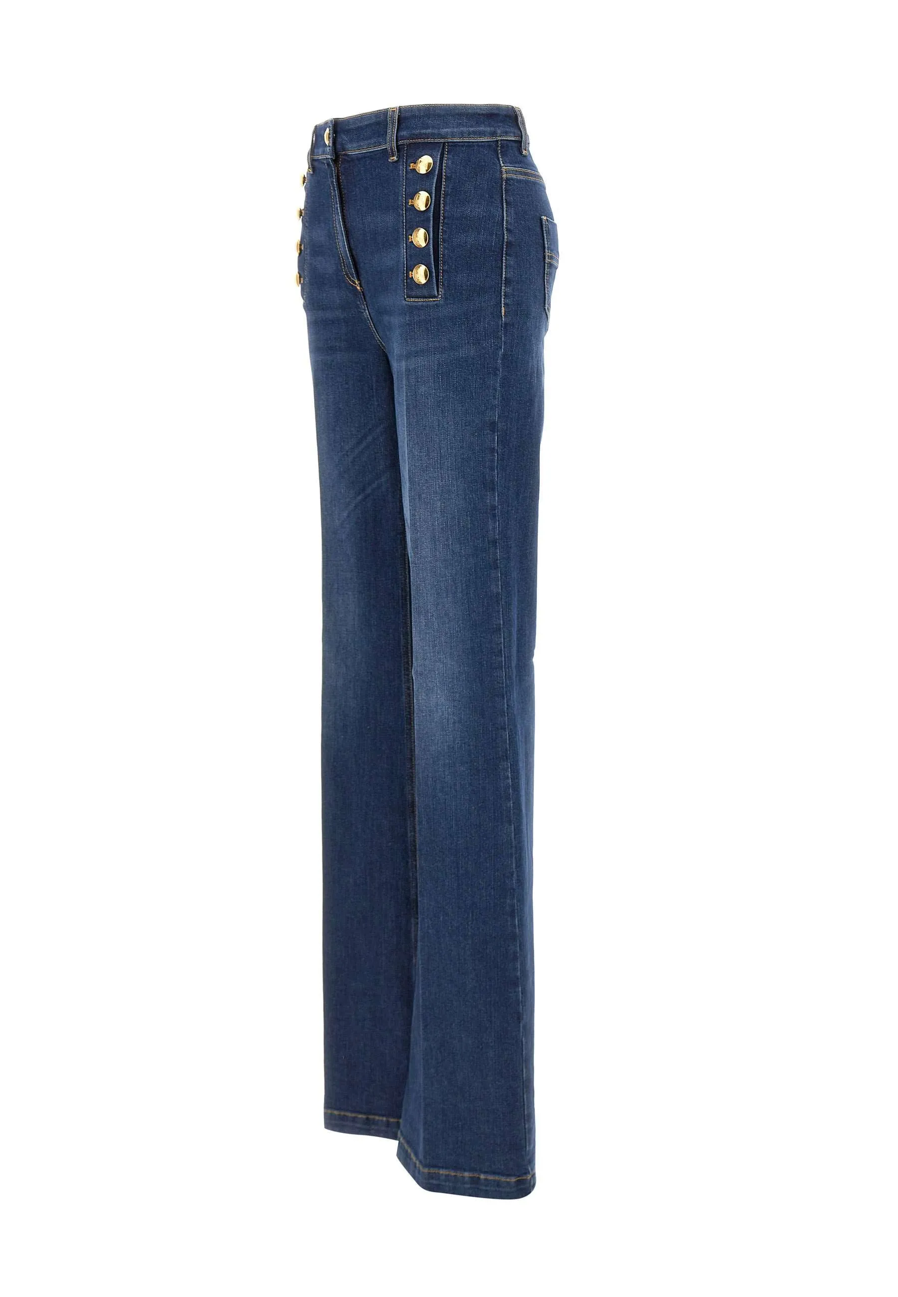 Dark Blue Flared Denim Jeans