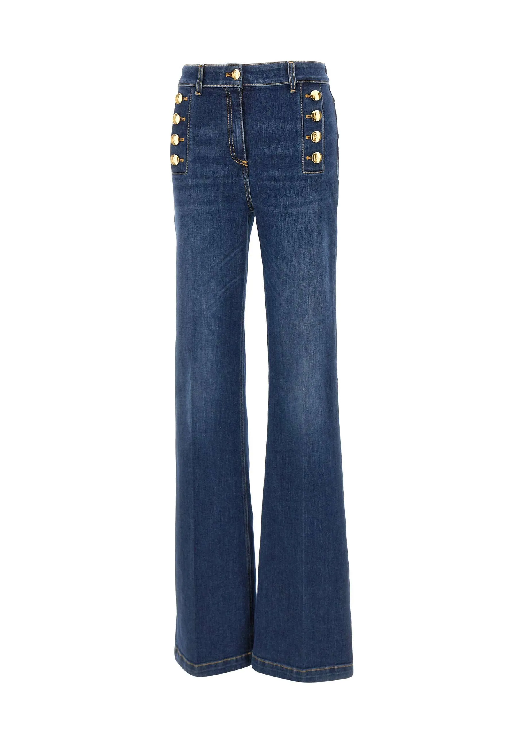 Dark Blue Flared Denim Jeans
