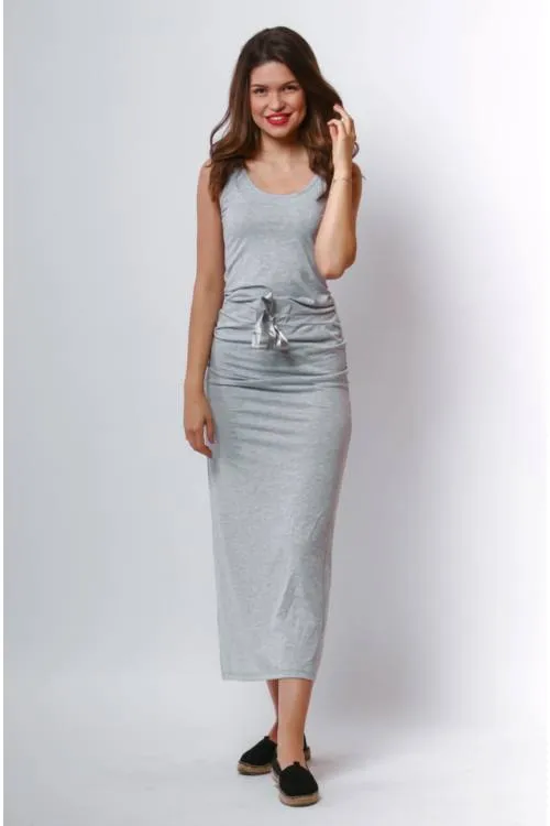 Drawstring Waist Jersey Maxi Dress