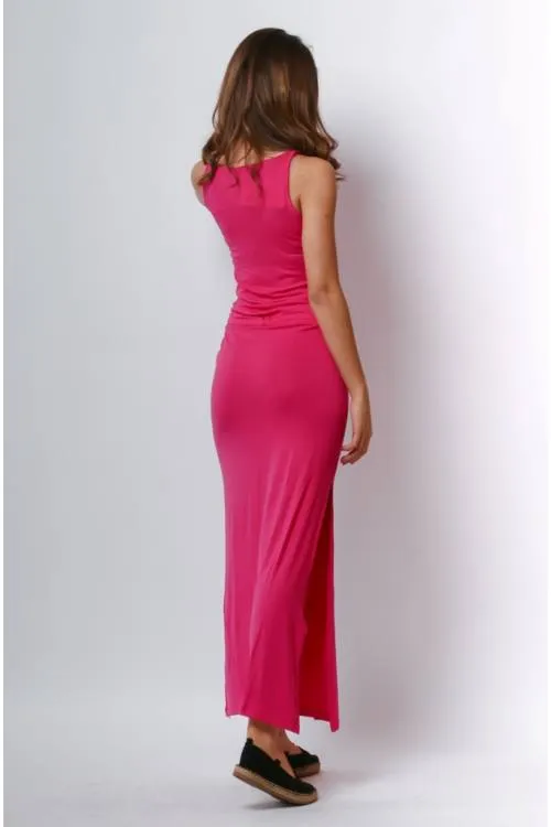 Drawstring Waist Jersey Maxi Dress