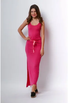 Drawstring Waist Jersey Maxi Dress