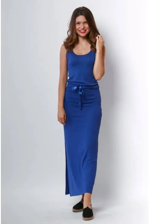 Drawstring Waist Jersey Maxi Dress