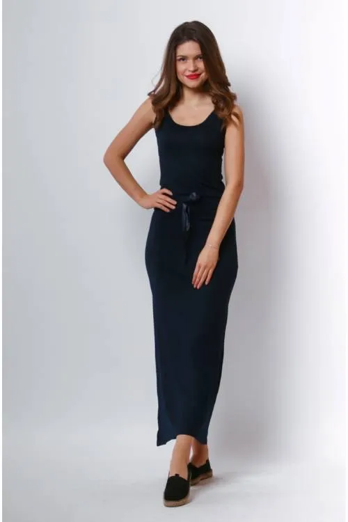 Drawstring Waist Jersey Maxi Dress
