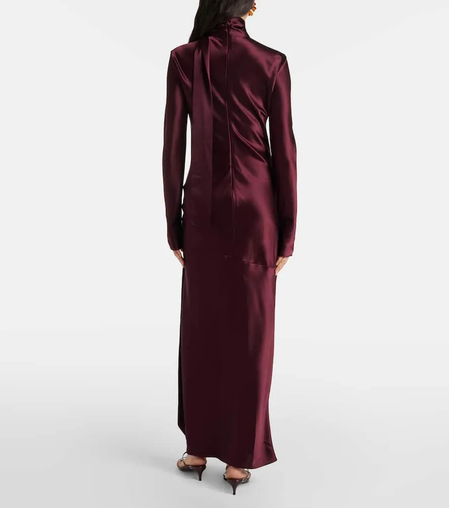 Galvan Emilie tie-neck satin maxi dress