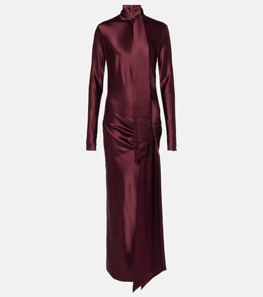 Galvan Emilie tie-neck satin maxi dress