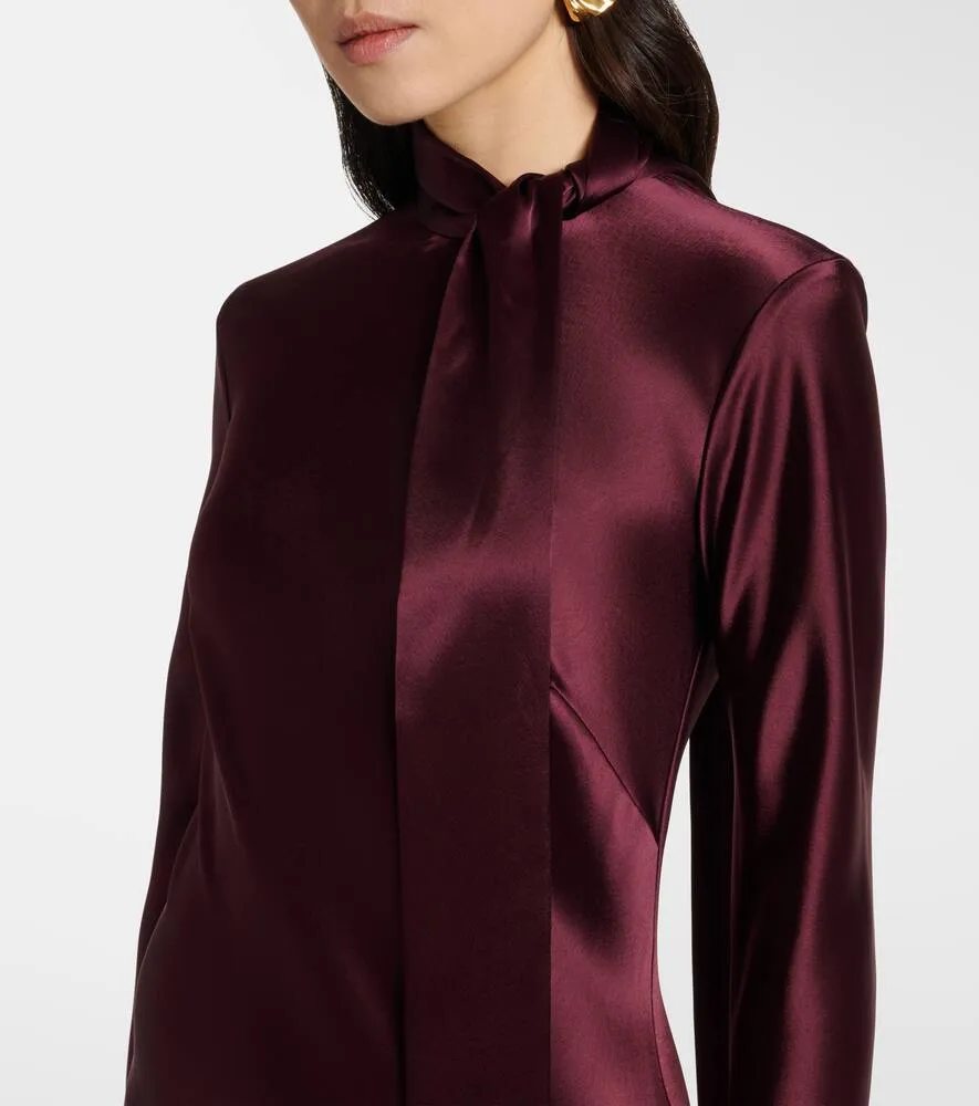 Galvan Emilie tie-neck satin maxi dress