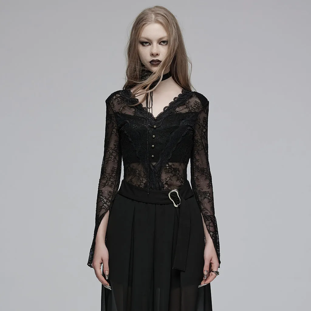 Gothic lace sexy long sleeve T-shirt OPT-853TCF