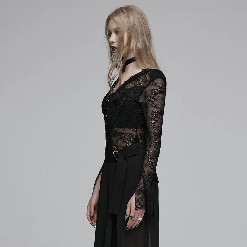 Gothic lace sexy long sleeve T-shirt OPT-853TCF
