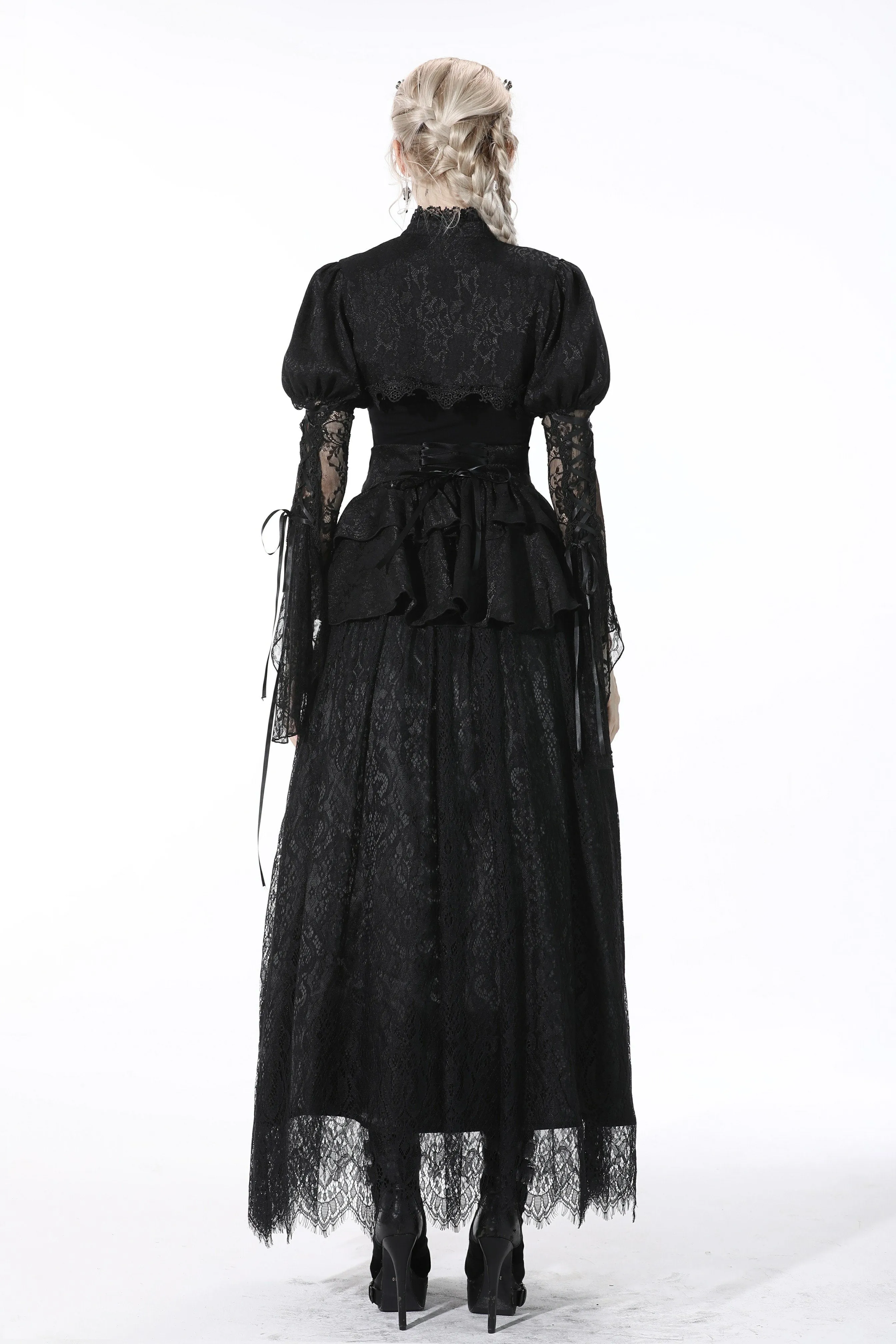 Gothic luxe court jacquard-lace empire waist skirt KW202