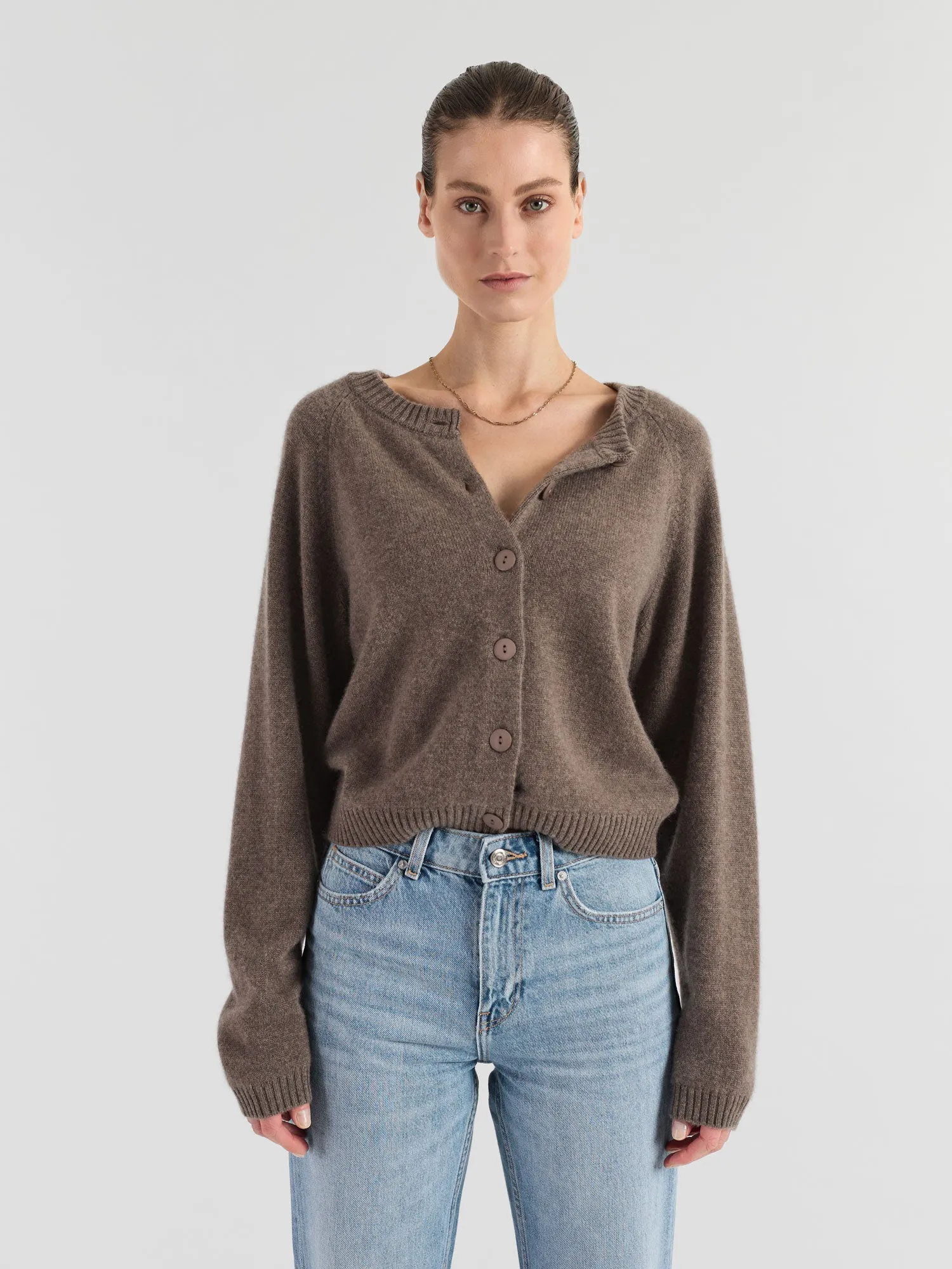 Kashmircardigan "Randi" - Dark toast