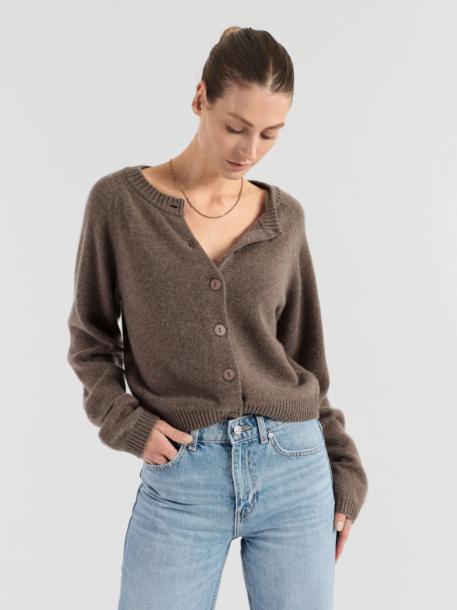 Kashmircardigan "Randi" - Dark toast