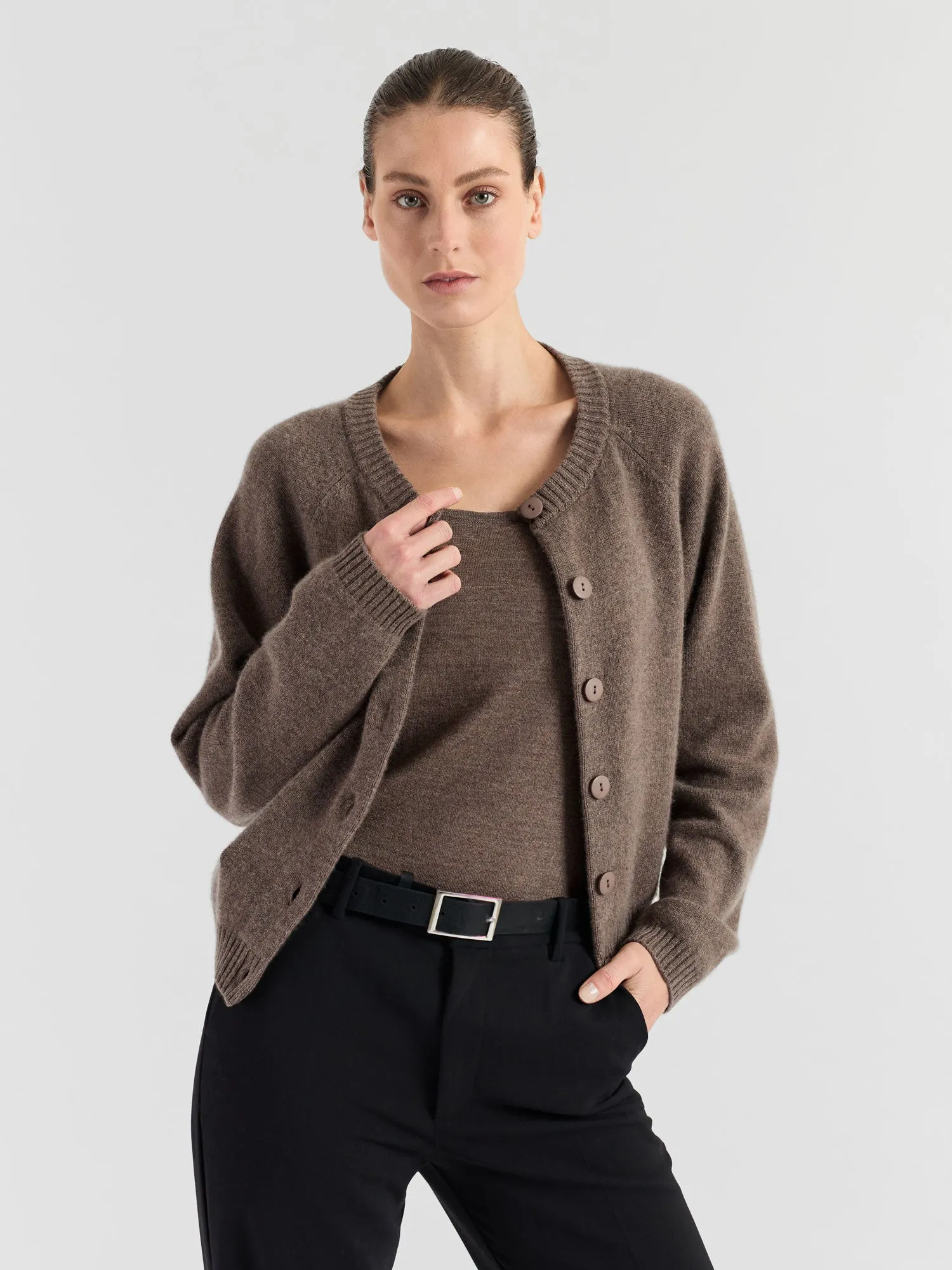 Kashmircardigan "Randi" - Dark toast